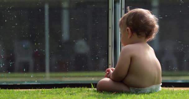 Beautiful Baby Infant Crawling Home Garden — ストック動画