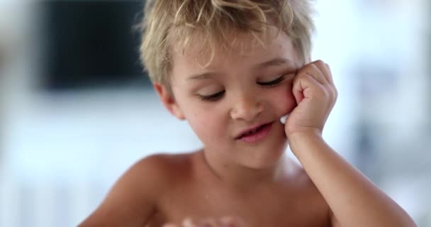 Cute Adorable Child Boy Holding Color Pen — Stock Video