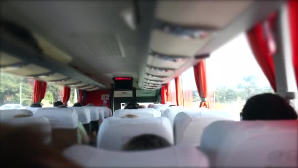 Passenger Pov Back Bus Traveling Road Trip — 图库视频影像