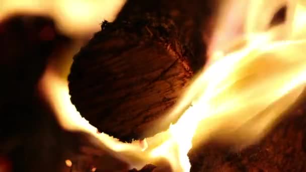 Zblízka Hořící Krb Zpomaleně 120Fps Oheň Plameny Detailní — Stock video