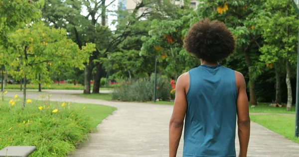 Back of african american person walking in nature outdoors, contemplating thinking about life
