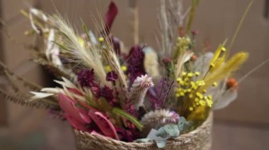 Closeup of beautiful flower arrangement. Diverse elegant bouquet