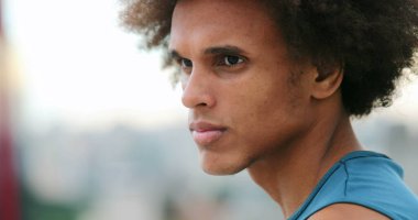 Profile of mixed race handsome young man