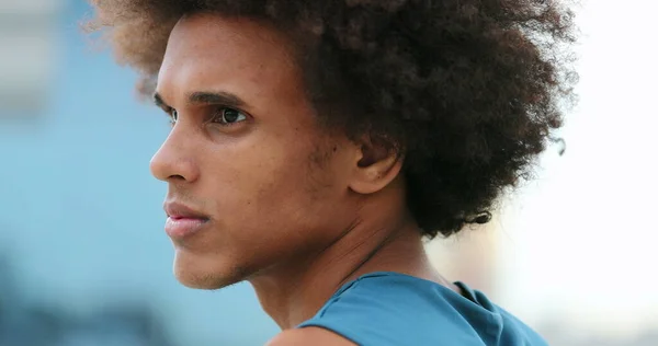 Profile Smart Handsome Mixed Race Young Man Thinking — Foto Stock