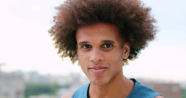 Portrait Mixed Race Young Man Smiling Feeling Happy African Descent — Stockfoto