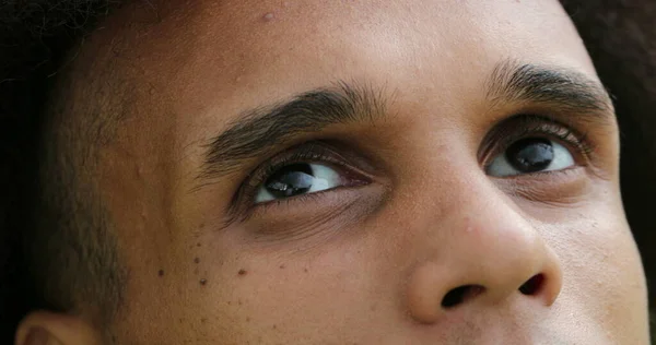 Young African Man Looking Sky Hope Faith — Foto de Stock