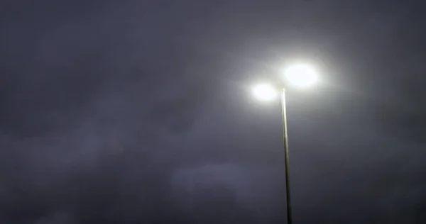 Lamp Post Light Night Incoming Storm — 스톡 사진