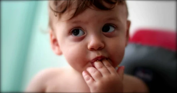 Adorable Baby Infant Child Face Highchair — Stock Photo, Image