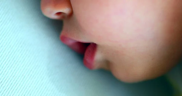 Baby Boy Asleep Afternoon Nap Macro Close Details Mouth Eyes — Stockfoto