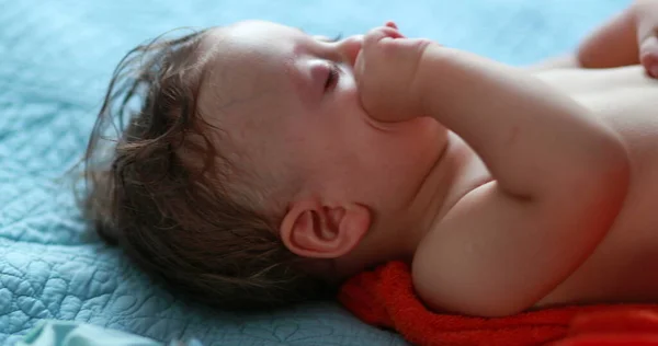 Baby Rubbing Eyes Hand Tired One Year Old Infant Rubs — Stock fotografie