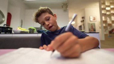 Boy doing homework focused in exam preparation