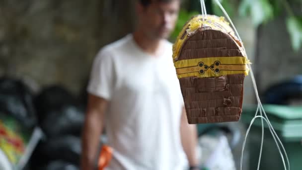 Piñata Tradicional Fiesta Cumpleaños — Vídeo de stock