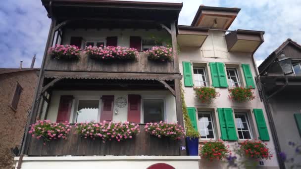 Montreux Suisse Mars 2022 Façade Avant Des Fenêtres Architecture Traditionnelle — Video