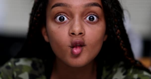 Веселощі Дев Ятнадцять Дівчат Посміхаються Камери Стирчить Язиком — стокове відео