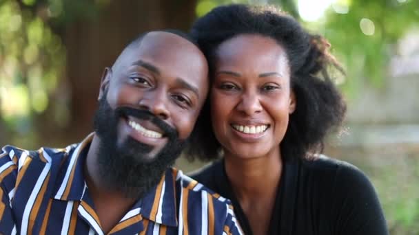 Couple Noir Sortir Ensemble Posant Dehors Dans Nature Avec Sunflare — Video