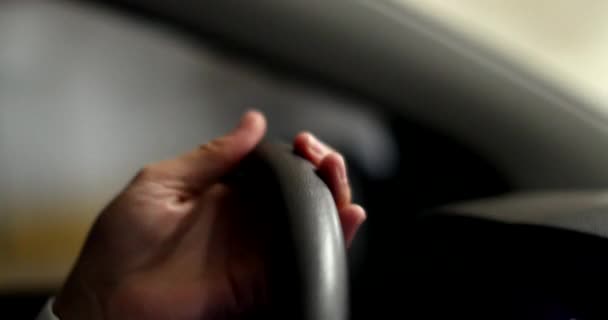 Hand Holding Steering Wheel Driving Close — Wideo stockowe
