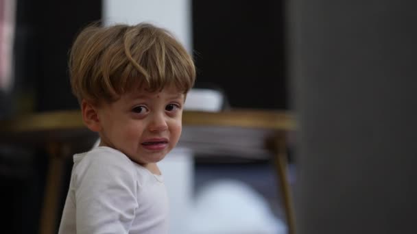 Łzawe Dziecko Krzywdzące Małego Chłopca Płaczącego — Wideo stockowe