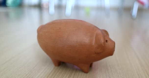 Sparschwein Mit Hammer Zertrümmert — Stockvideo