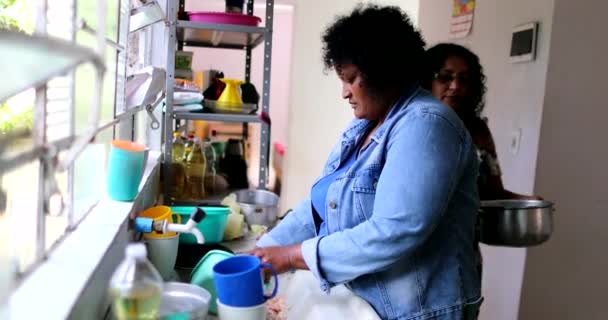 Casual Brazilian Women Doing Dishes Real Life Hispanic South American — Stock Video