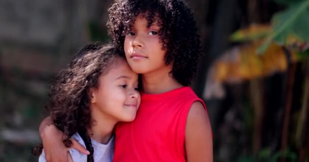 Two Mixed Race Sisters Love Hugging Each Other — Stock Video