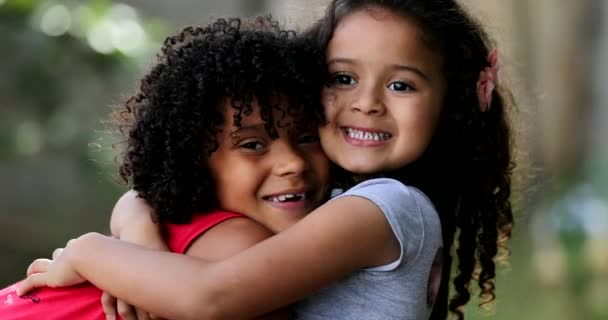 Children Hugging Love Affection Mixed Race Diverse Ethnicity — Stock Video