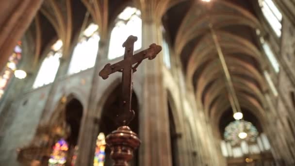 Святой Крест Церкви Готический Христианский Крест — стоковое видео