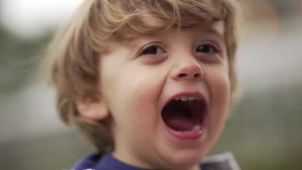 Šťastné Usměvavé Malé Batole Chlapec Spontánní Úsměv Smích — Stock video