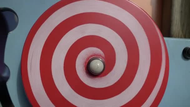 Spinning Hypnosis Disk Red White Hypnotic Object Spins — Stock Video