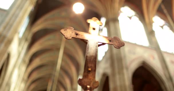 Święty Krzyż Kościele Gotycki Krzyż Chrześcijański — Wideo stockowe