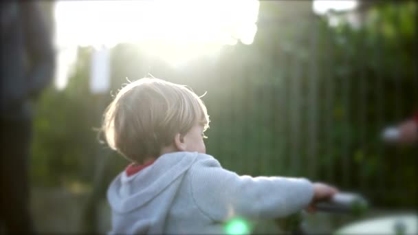 Kinder Amüsieren Sich Während Der Goldenen Stunde Spielplatz Park — Stockvideo