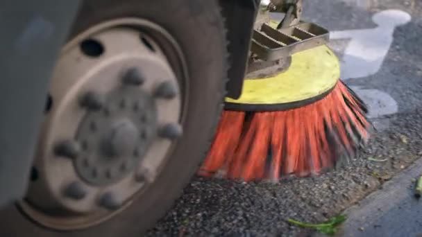 Машина Подметает Тротуар Автоматический Очиститель — стоковое видео