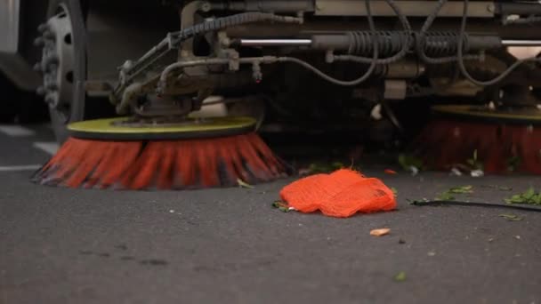 Машина Подметает Тротуар Автоматический Очиститель — стоковое видео