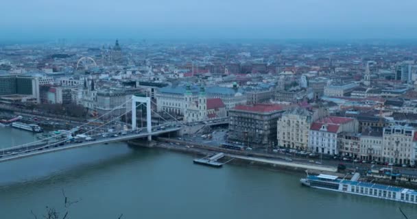 Vista Della Città Budapest Dall Alto Durante Inverno Freddo — Video Stock