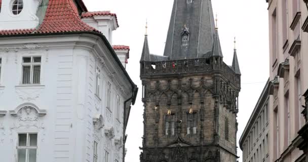 Plaza Staromestske Torre Praga Ciudad Medieval Europea — Vídeo de stock