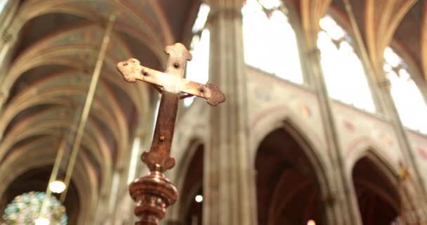 Святой Крест Церкви Готический Христианский Крест — стоковое видео