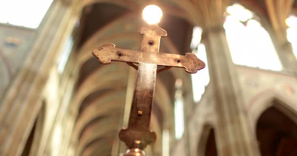 Święty Krzyż Kościele Gotycki Krzyż Chrześcijański — Wideo stockowe