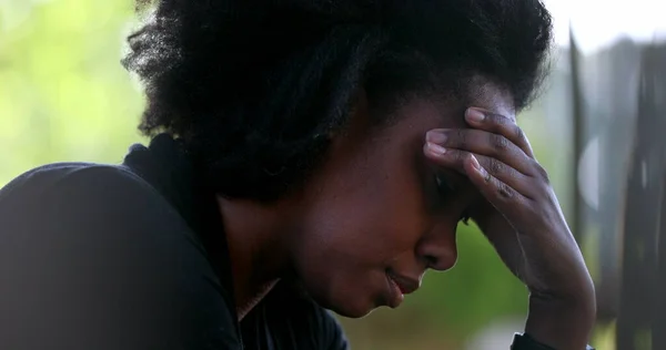 Preoccupied Black Woman Feeling Stress Pressure African Person Suffering — Stock Photo, Image