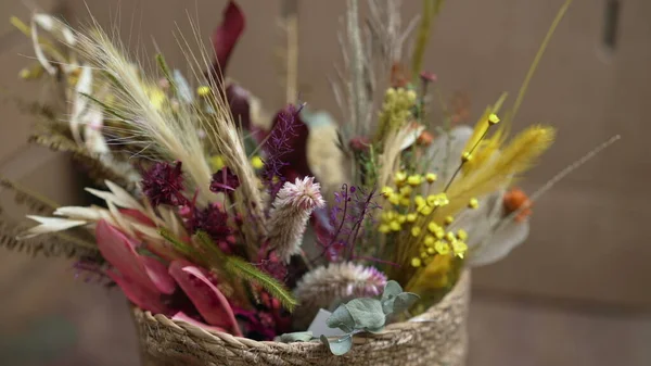 Closeup of beautiful flower arrangement. Diverse elegant bouquet