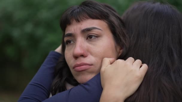 Sad Woman Suffering Negative Emotion Two Women Embracing Each Other — Video