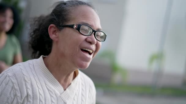 One Happy Senior Woman Laughing Smiling South American Hispanic Older — Stock Video