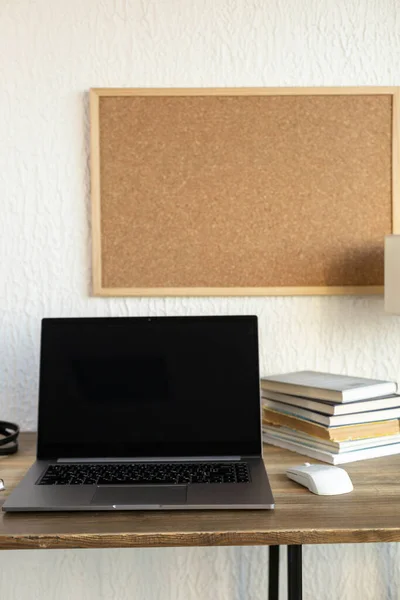 Computer Laptop Notebook Table Office Workplace Online Study — Stok fotoğraf