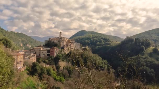 Αρχαίο Μεσαιωνικό Χωριό Rocchette Στο Δήμο Torri Στο Sabina Στην — Αρχείο Βίντεο