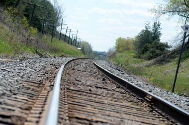 Train tracks stretching to the horizon 