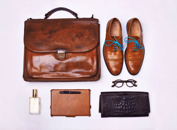 Its off to work he goes. High angle shot of personal accessories. — Stock Photo, Image