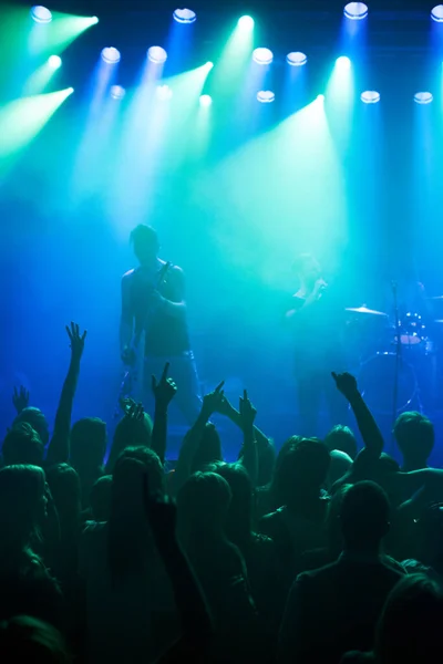 Enjoying every song they play. Shot of a large crowd at a music concert- This concert was created for the sole purpose of this photo shoot, featuring 300 models and 3 live bands. All people in this — Stock Photo, Image
