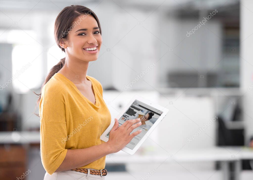 You should see this. Cropped shot of a businesswoman holding a digital tablet.