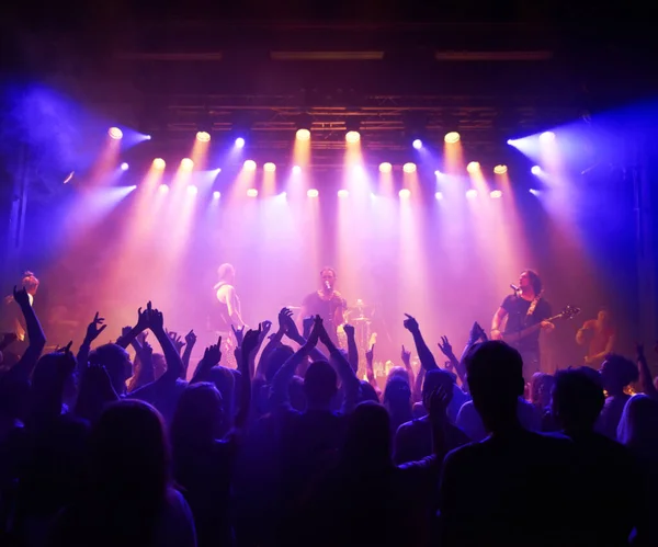 Enjoying every song the band plays. Shot of a large crowd at a music concert. — Stock Photo, Image
