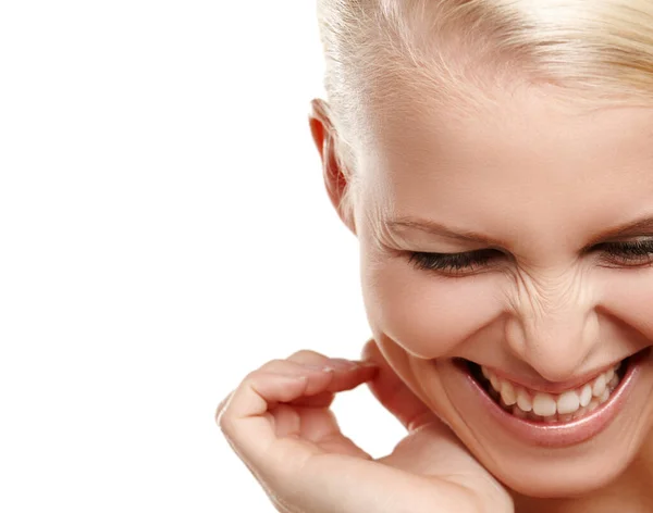 Loving life. Beauty shot of a young blonde woman laughing with copyspace. — Stock Photo, Image