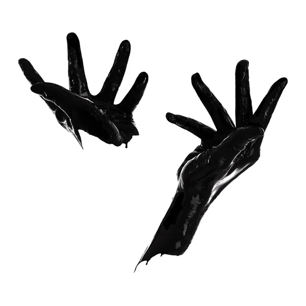 No tengo ni idea... pintura negra delineando las manos. —  Fotos de Stock