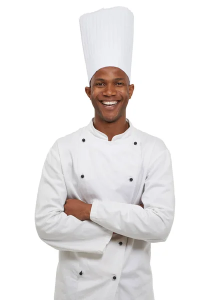 É o máximo. Retrato de um chef afro-americano. — Fotografia de Stock